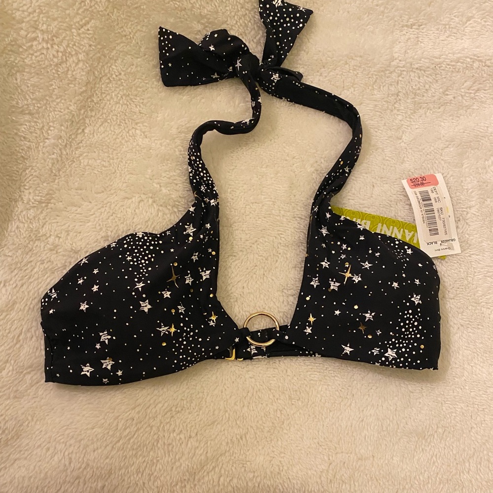 Gianni Bini black and silver star bikini top